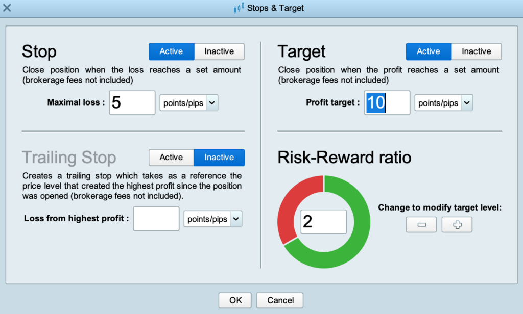 Reglas de gestión del riesgo de ProRealTime