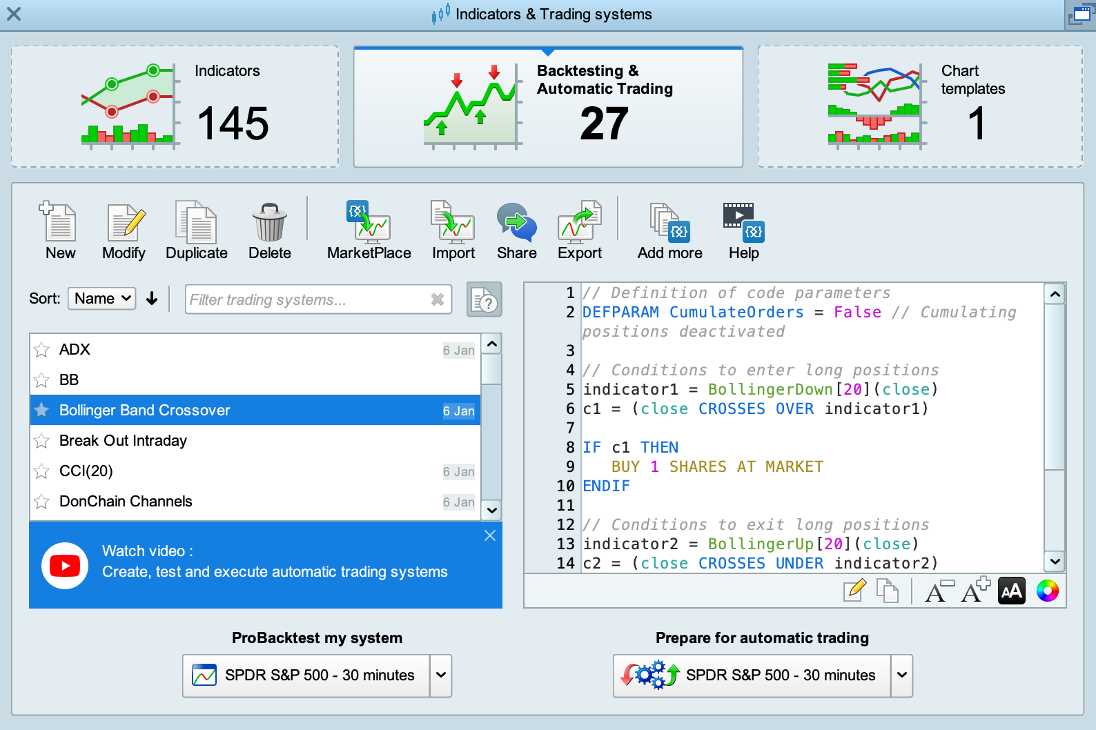 Registro automático de los backtests en ProRealTime