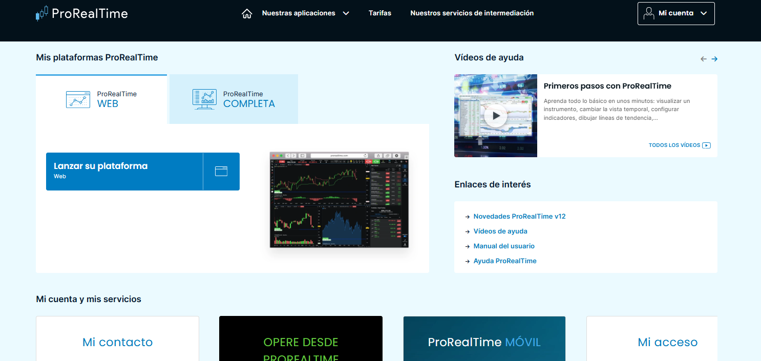 Versiones de la plataforma ProRealTime
