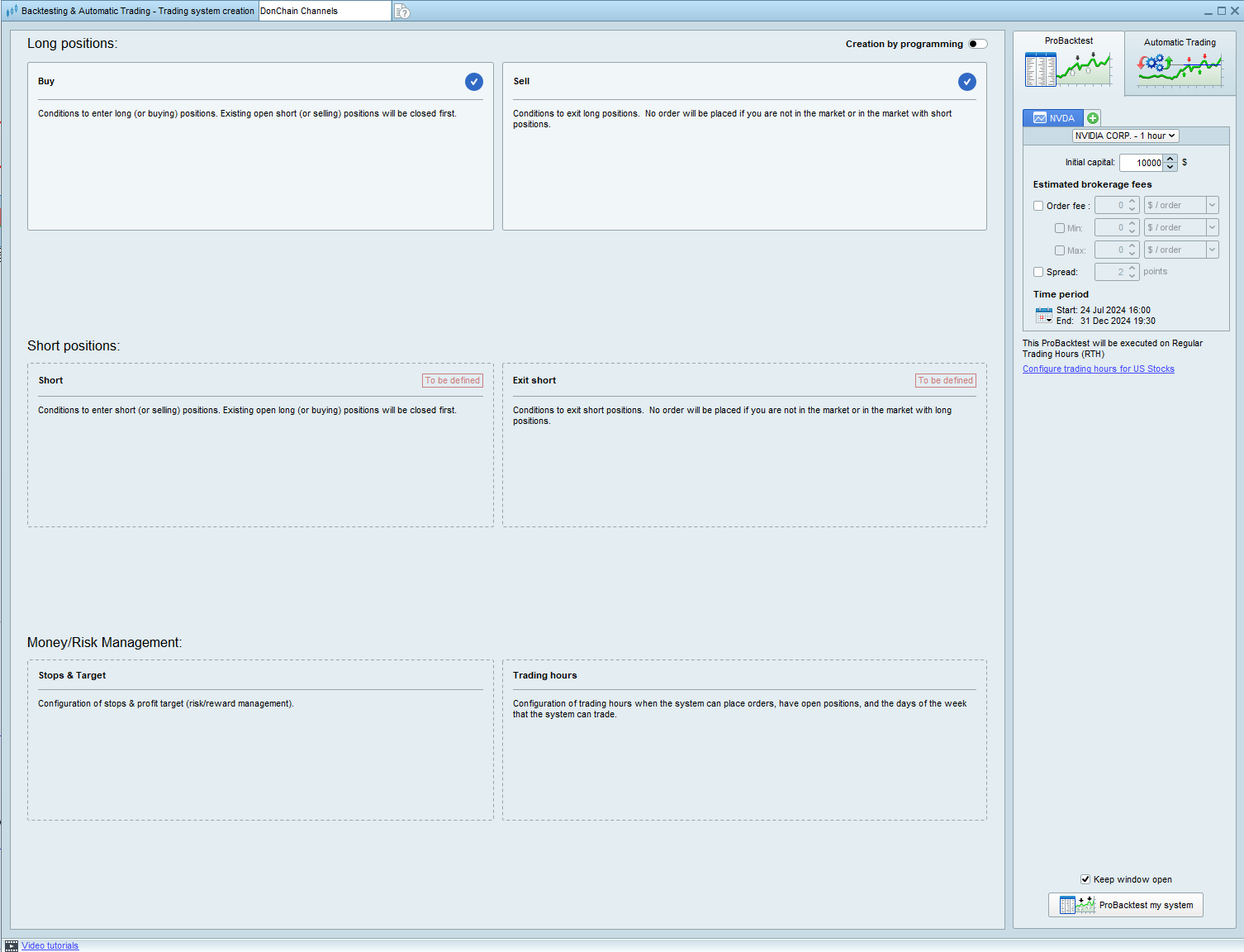 Backtesting y trading automático de ProRealTime